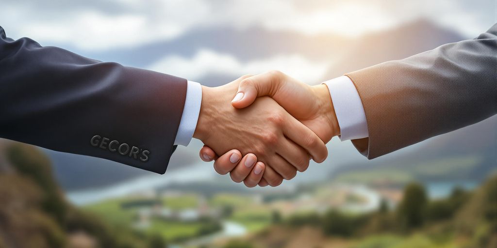 Business professionals shaking hands in Peru.