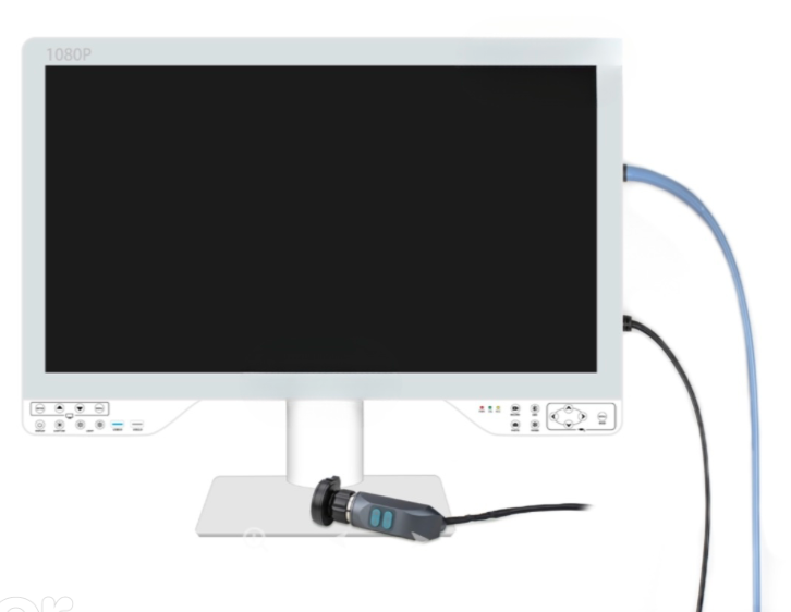 Sistema tudo em um de fonte de luz, gravador e display